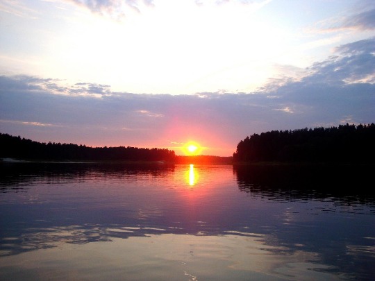 Фотография заката на озере Унзово в Нижегородской области