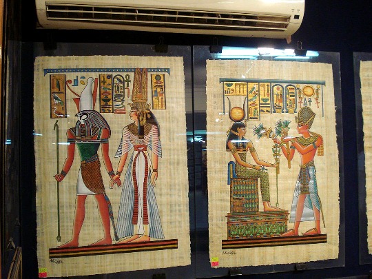 Фотография папируса в египетском музее