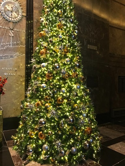 Фотография рождественской елки в Эмпайр Стейт Билдинг